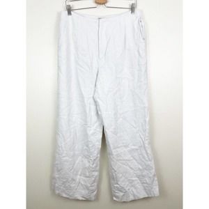 J Peterman Womens 100% Linen Pants Wide Leg Lagenlook Solid Light Gray Size 12